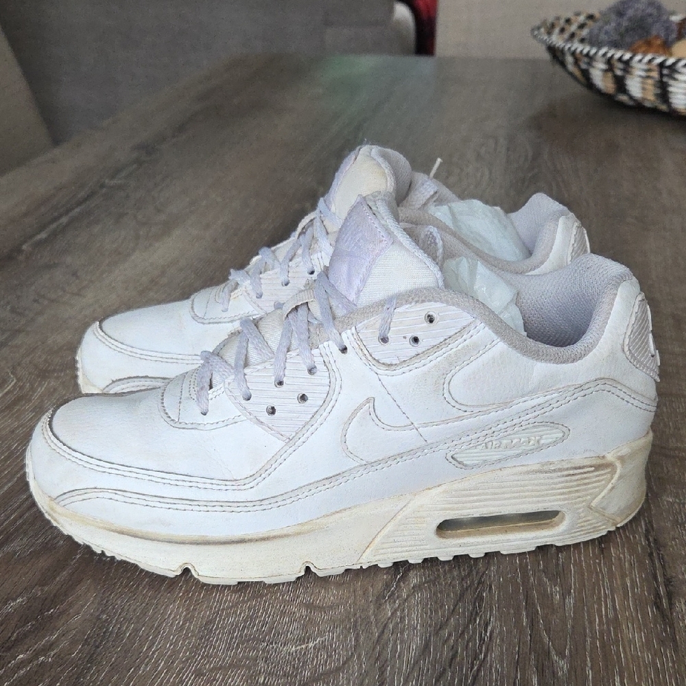 Nike Air Max 90 Triple White Sneakers size 6Y Women's 7.5